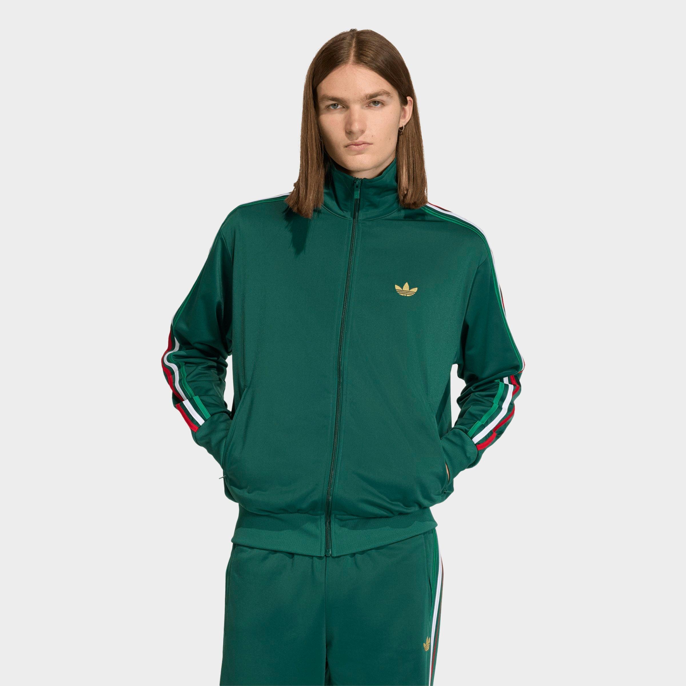 Men's adidas Originals adicolor Sport Firebird Full-Zip Track Jacket - Team Dark Green/Bold Green/White