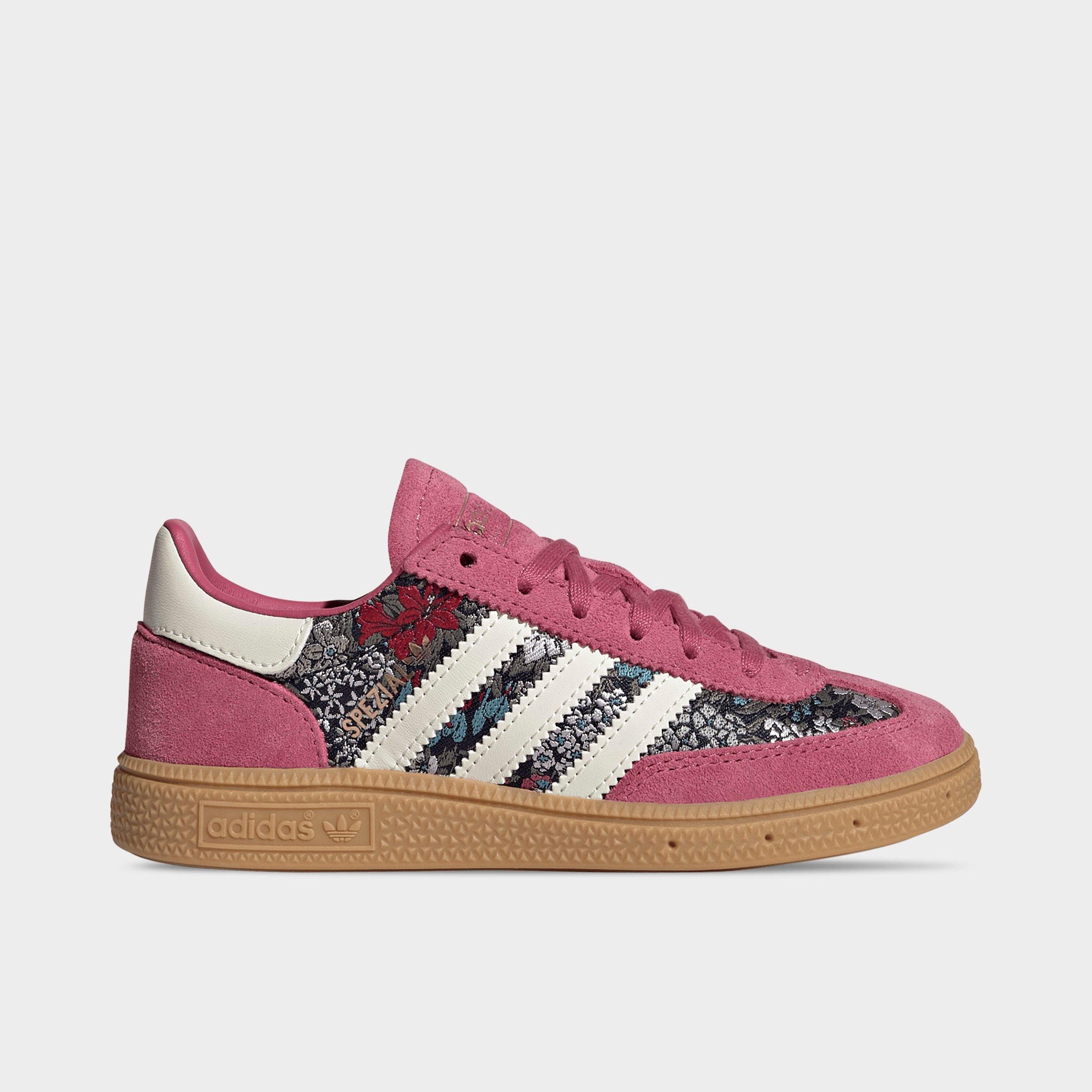 Girls' Little Kids' adidas Originals Handball Spezial Casual Shoes - Equipment Red/Cream White/Gum - Left shoe facing left. Outside of the shoe.