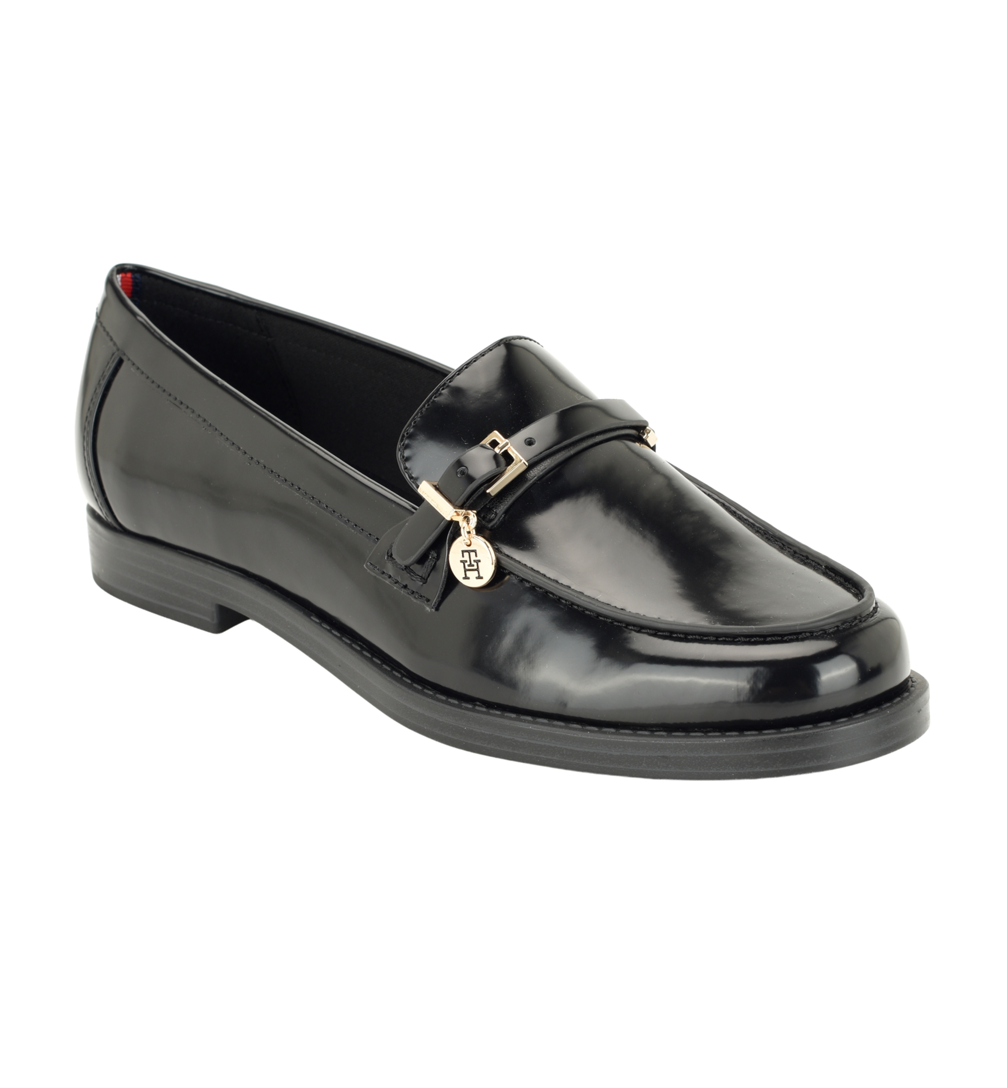 Tommy Hilfiger Women's Maxline Charm Buckle Strap Slip-On Dress Loafers - Black Patent