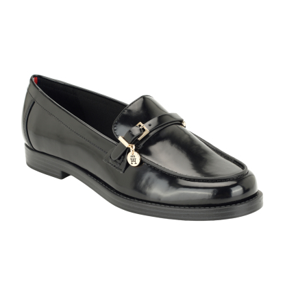 Tommy Hilfiger Women's Maxline Charm Buckle Strap Slip-On Dress Loafers - Black Patent
