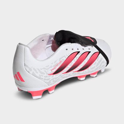 Big Kids' adidas Predator Club Fold Over Tongue Firm Ground and Multi Ground Soccer Cleats - White/Solar Turbo/Black (KJ6728-100) - Back view