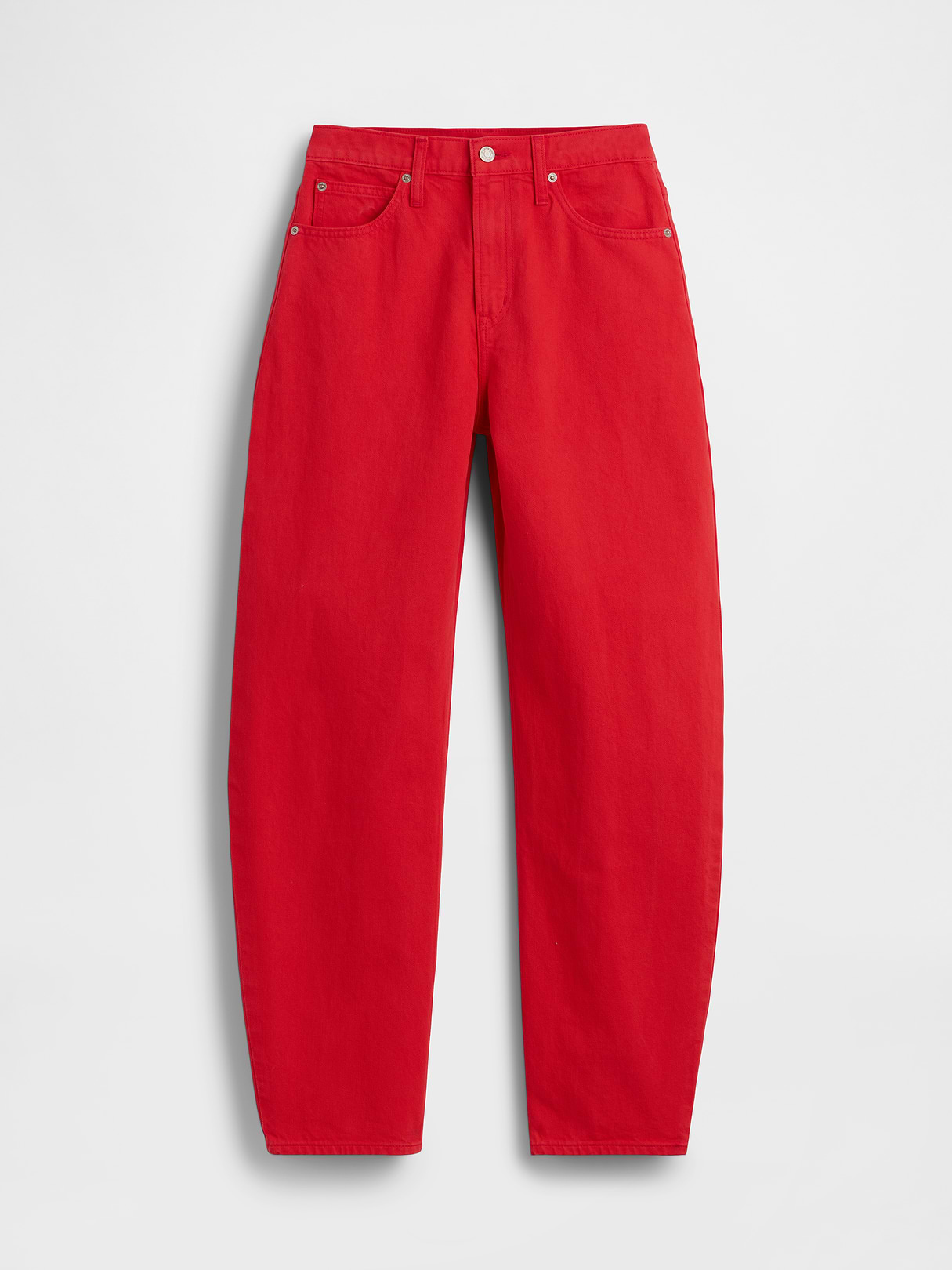 High Rise Barrel Jeans - Red star