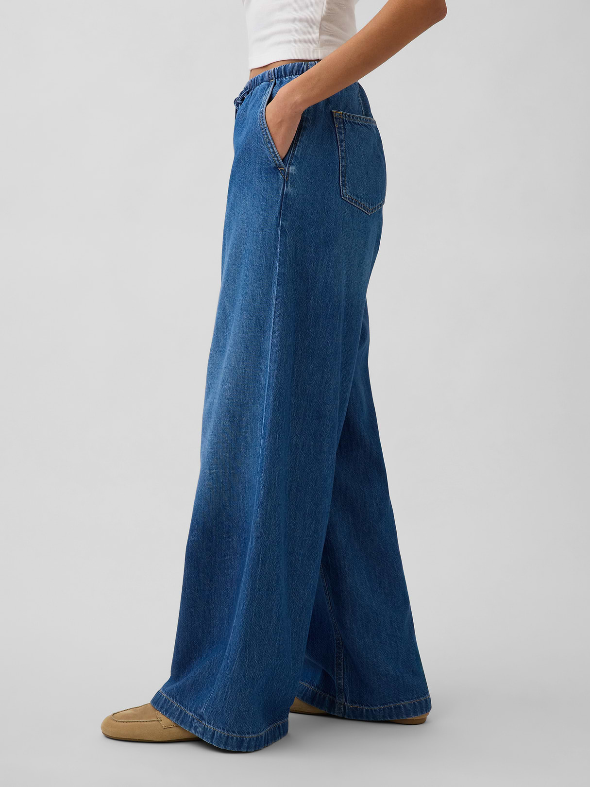 Mid Rise UltraSoft Easy Baggy Jeans - Medium indigo