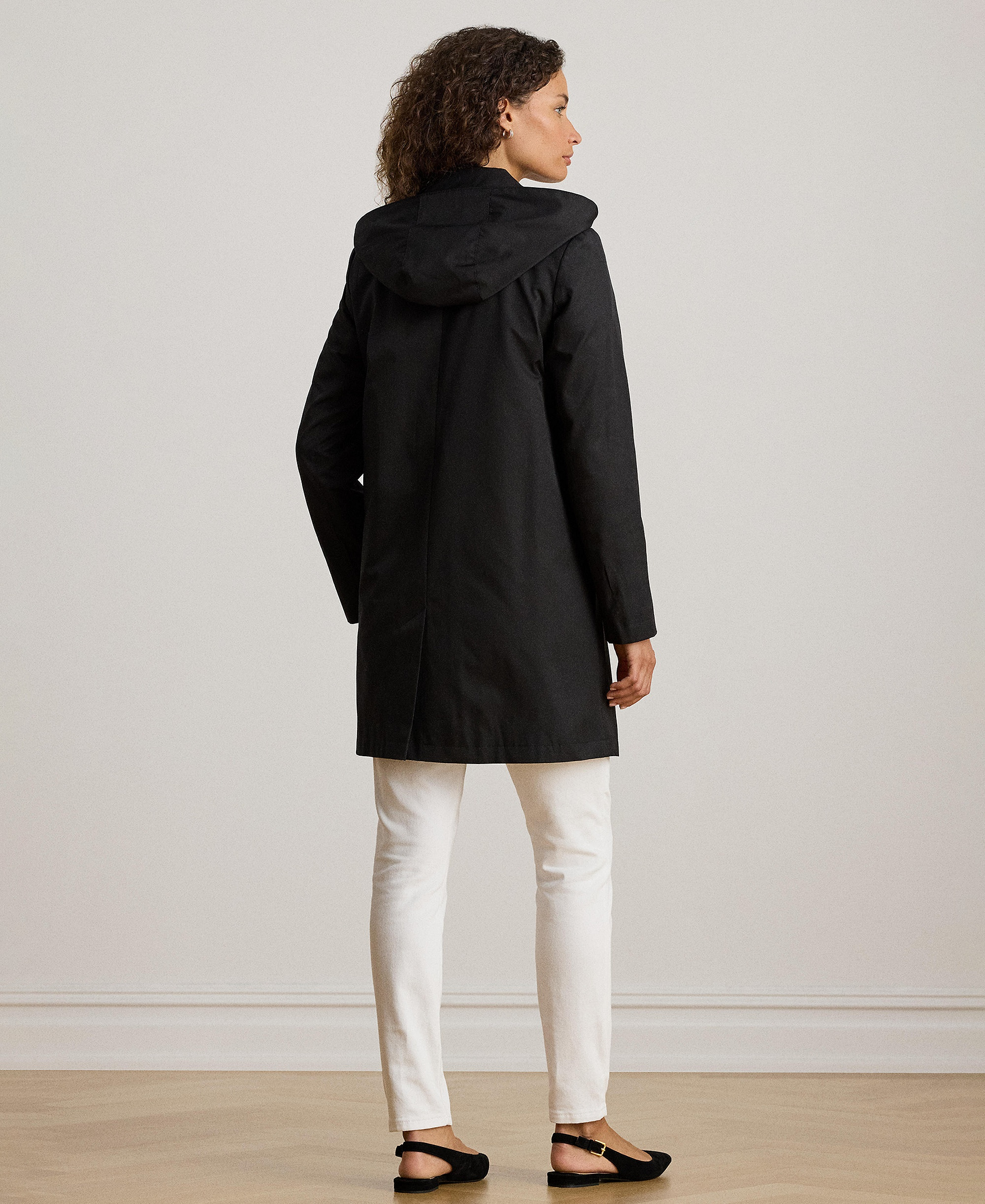 Lauren Ralph Lauren Women's Hooded Water-Resistant A-Line Raincoat, Created for Macy's - Black