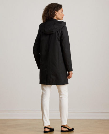 Lauren Ralph Lauren Women's Hooded Water-Resistant A-Line Raincoat, Created for Macy's - Black