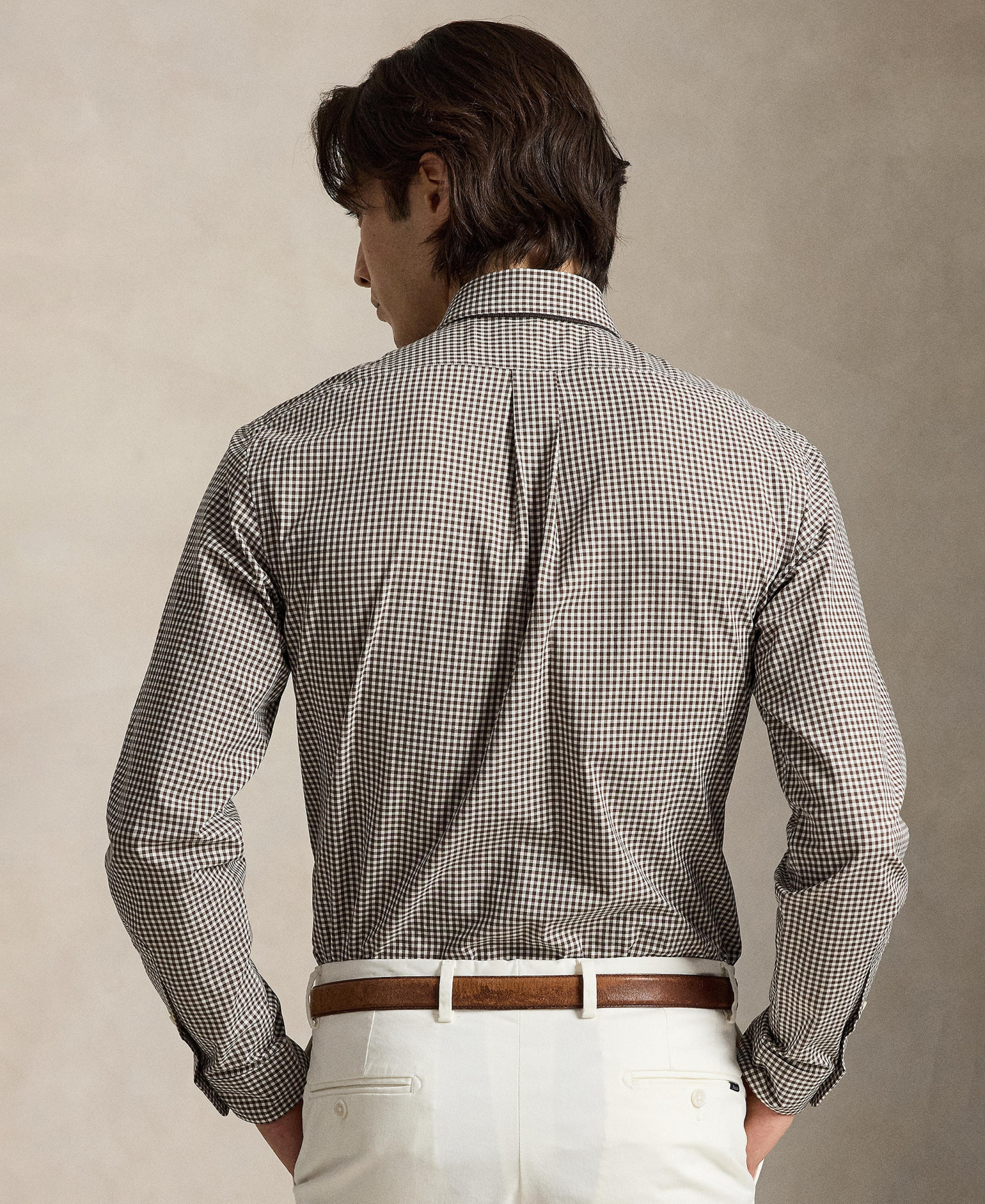 Polo Ralph Lauren Men's Stretch Poplin Shirt - Nutmeg Brown White