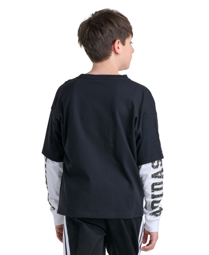 adidas Boys' 8-20 Long-Sleeve Loose Fit Layered T-Shirt - Black