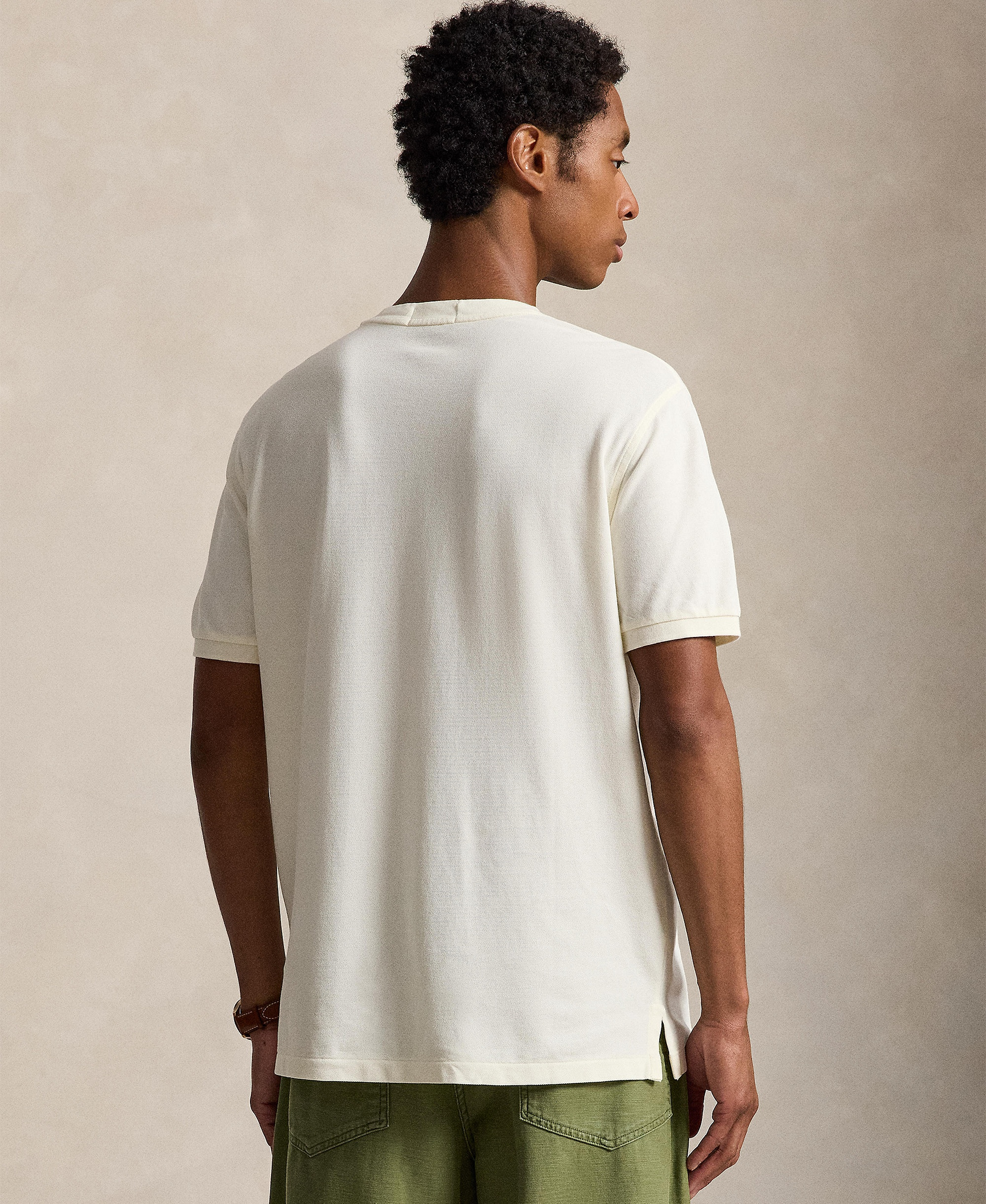Polo Ralph Lauren Men's Featherweight Mesh Henley Shirt - Pale Cream/C8640