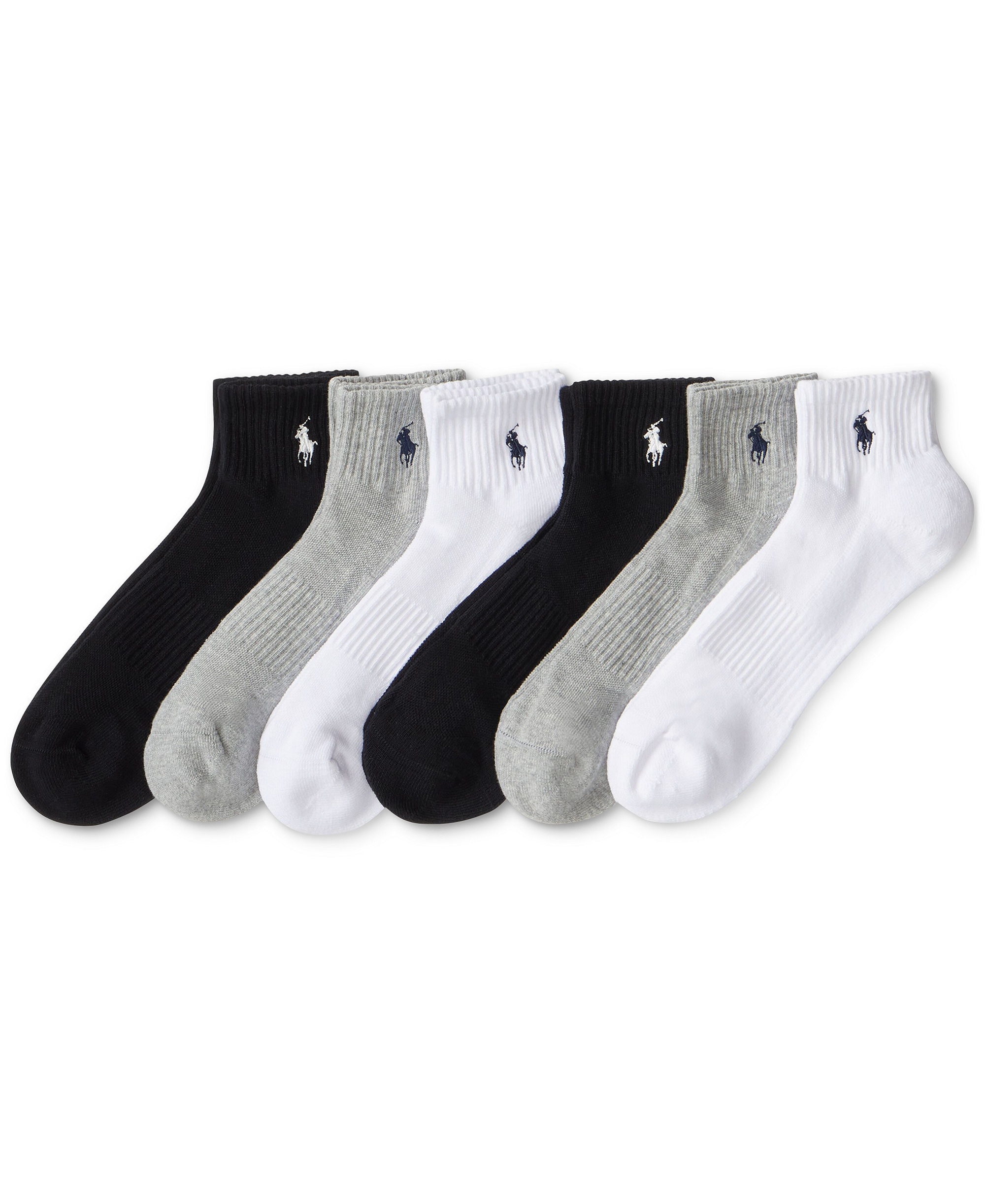 Polo Ralph Lauren Men's 6-Pack Performance Sport Quarter Socks - Ghast