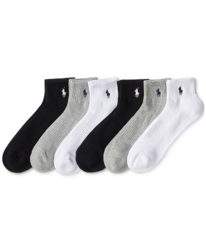 Polo Ralph Lauren Men's 6-Pack Performance Sport Quarter Socks - Ghast