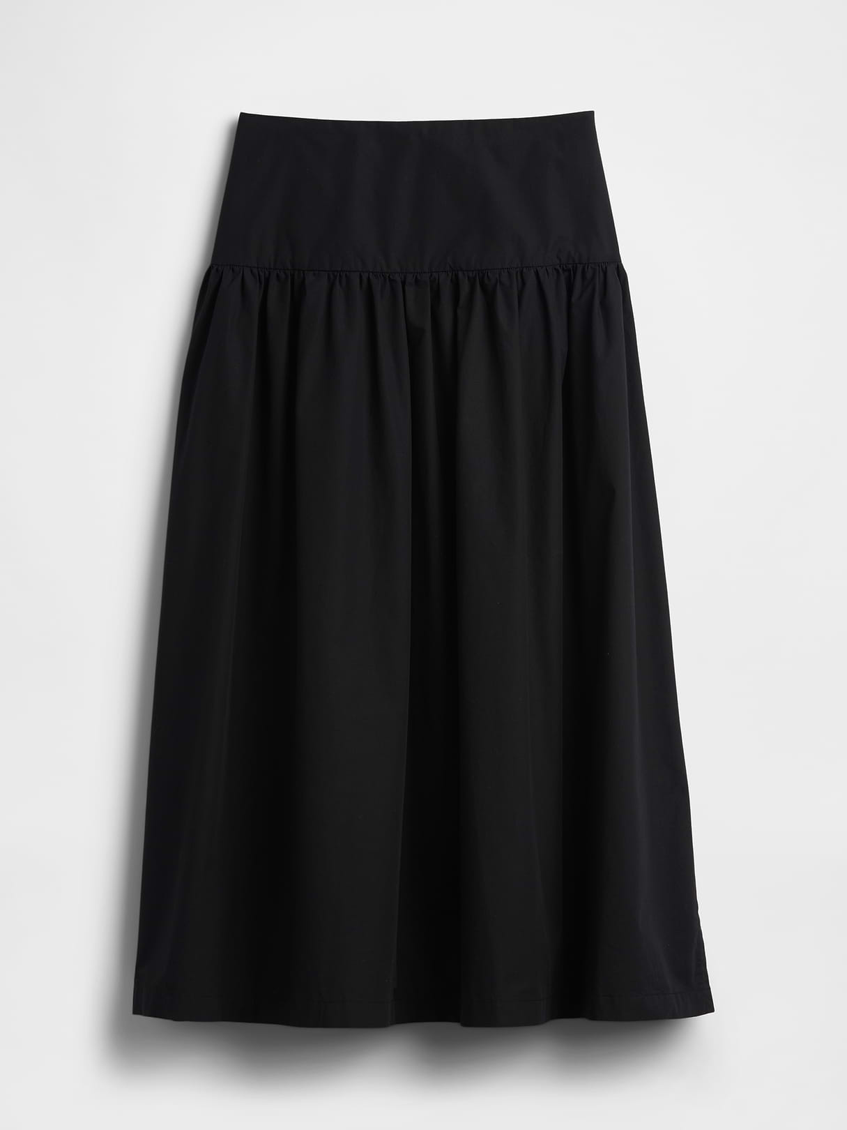 Poplin Drop-Waist Maxi Skirt - True black