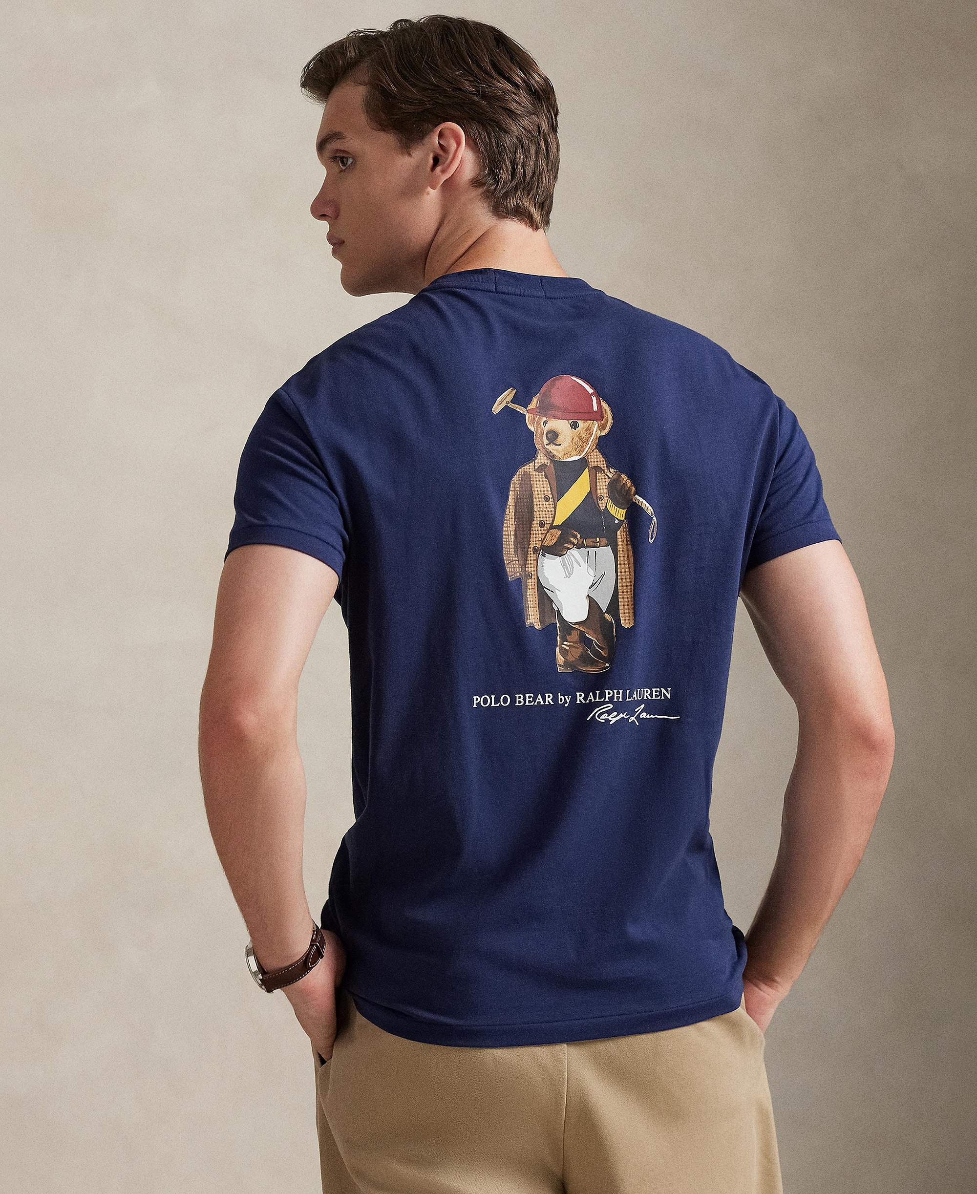 Polo Ralph Lauren Men's Classic-Fit Bear Print Jersey T-Shirt - Newport Navy/Society Bear
