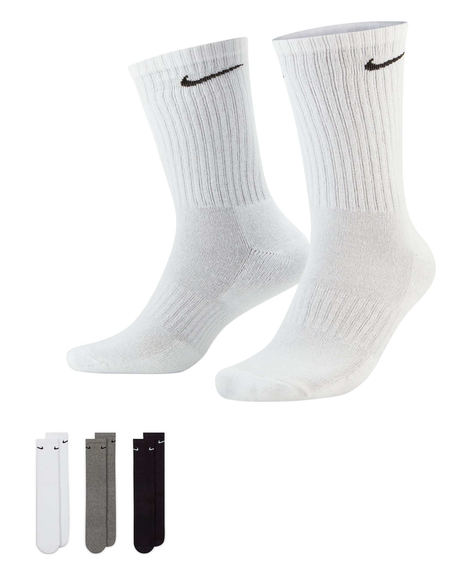 Nike Unisex Everyday Crew Socks, 3-Pack - White/Gray/Black