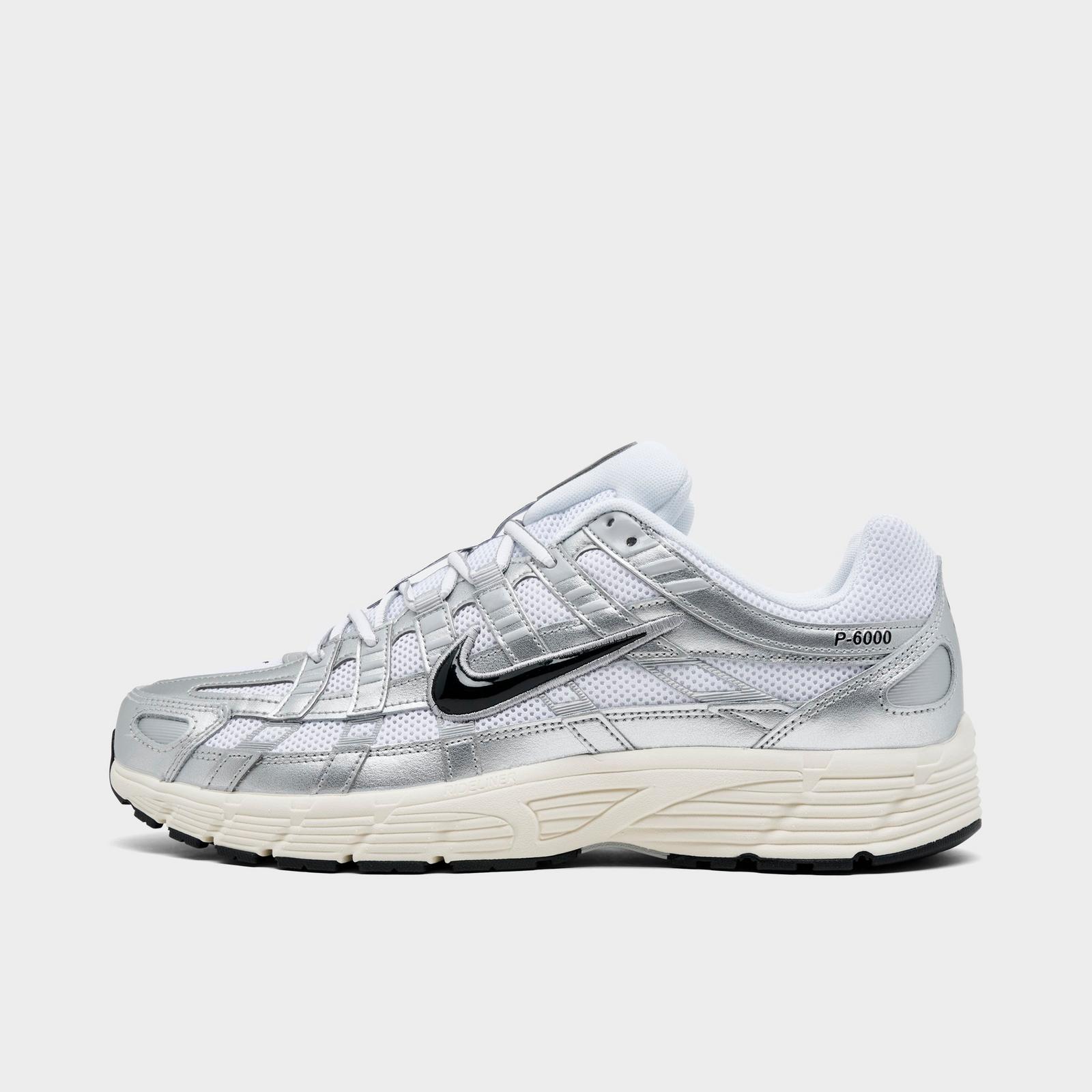 Men's Nike P-6000 Casual Shoes - White/Metallic Silver/Flat Silver/Black