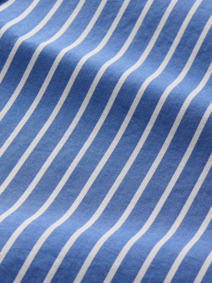 Organic Cotton Poplin Stripe Big Shirt - Blue stripe
