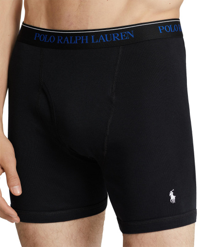 Polo Ralph Lauren Men's 5 +1 Free Bonus Pack. Classic-Fit Cotton Boxer Briefs - POLO BLACK/SAPPHIRE