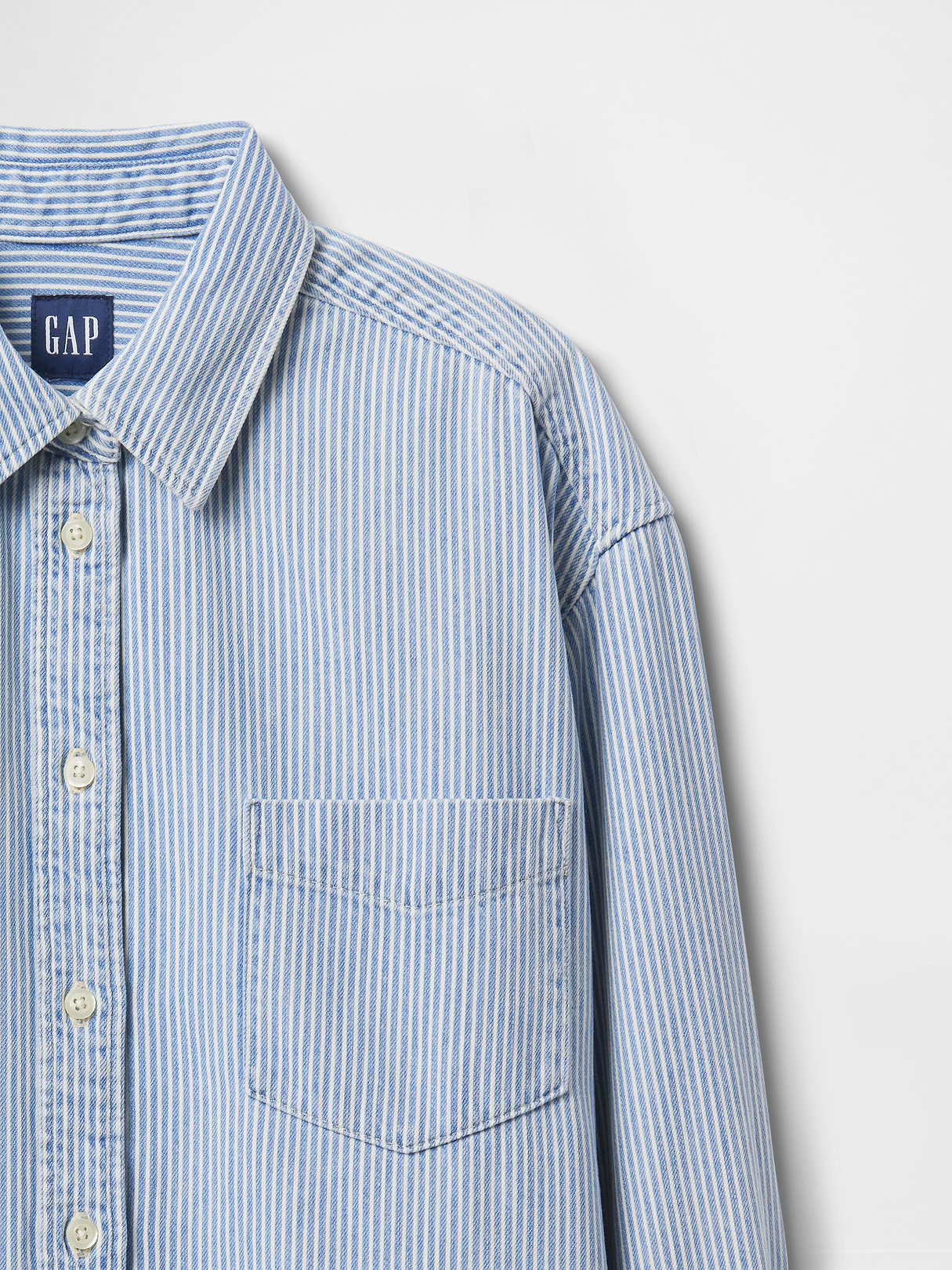 Denim Big Shirt - Blue railroad stripe