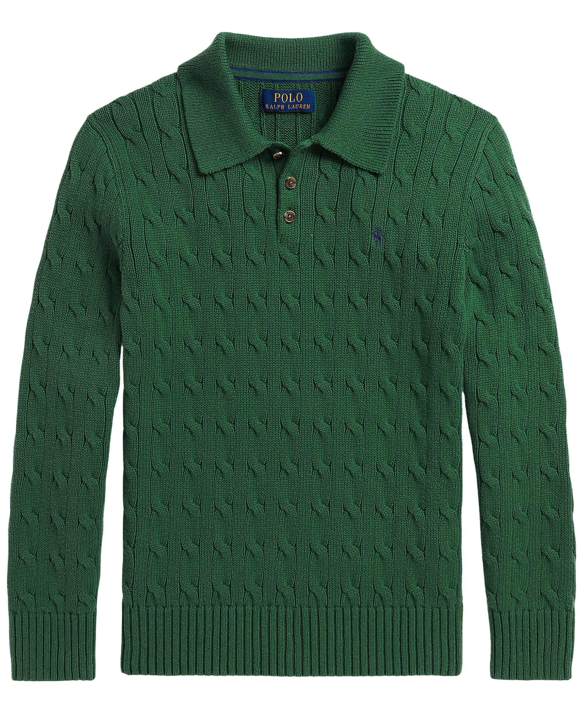 Polo Ralph Lauren Boys' 8-20 Cable-Knit Cotton Polo Sweater - Verano Green