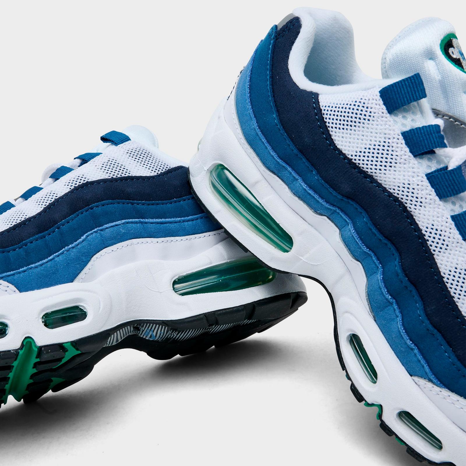 Big Kids' Nike Air Max 95 Big Bubble Casual Shoes - White/Emerald Green/Lake Blue