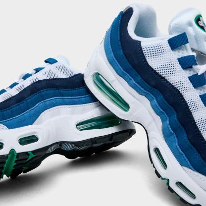 Big Kids' Nike Air Max 95 Big Bubble Casual Shoes - White/Emerald Green/Lake Blue