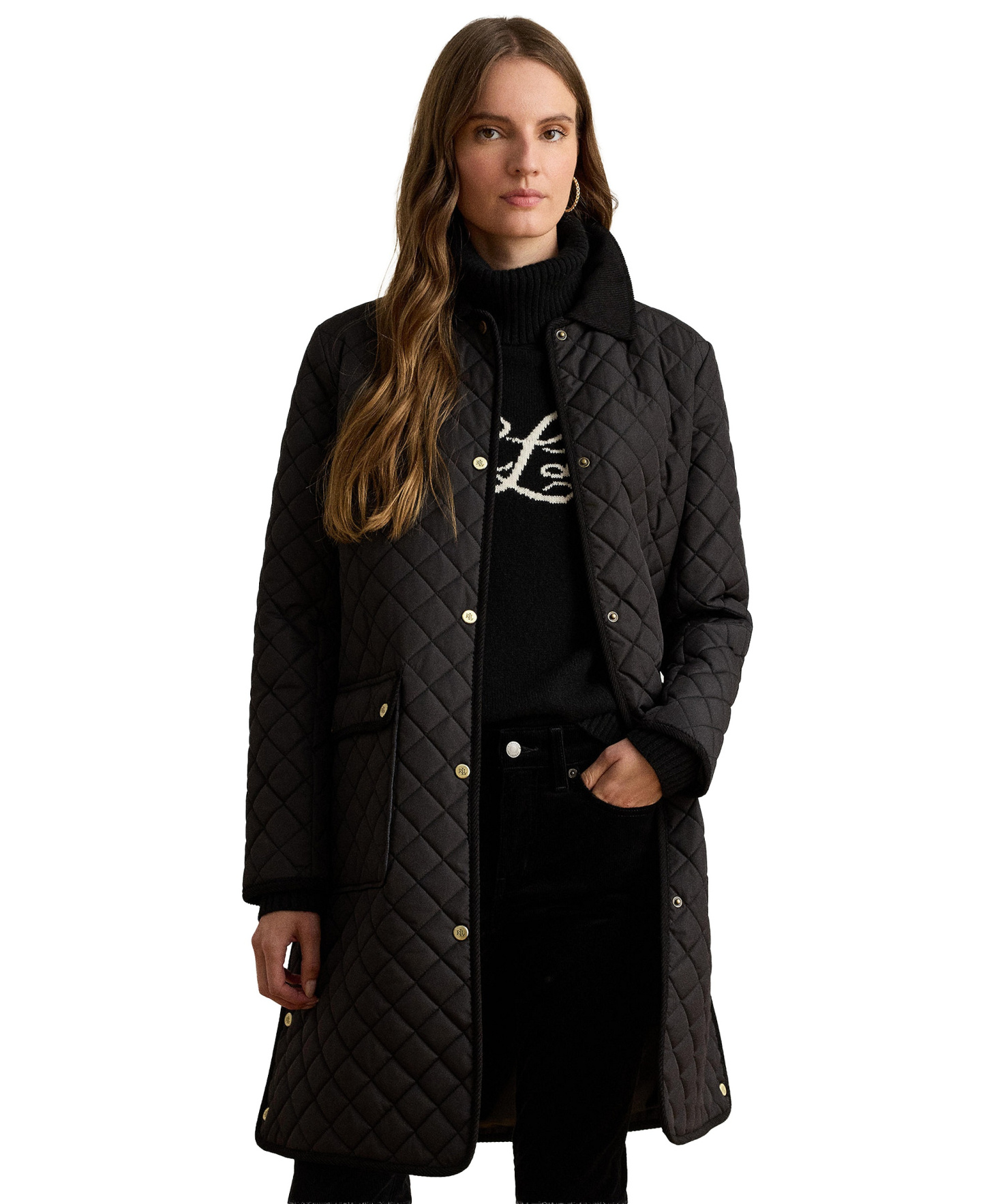 Lauren Ralph Lauren Women's Diamond-Quilted Coat, Created for Macy's - Black