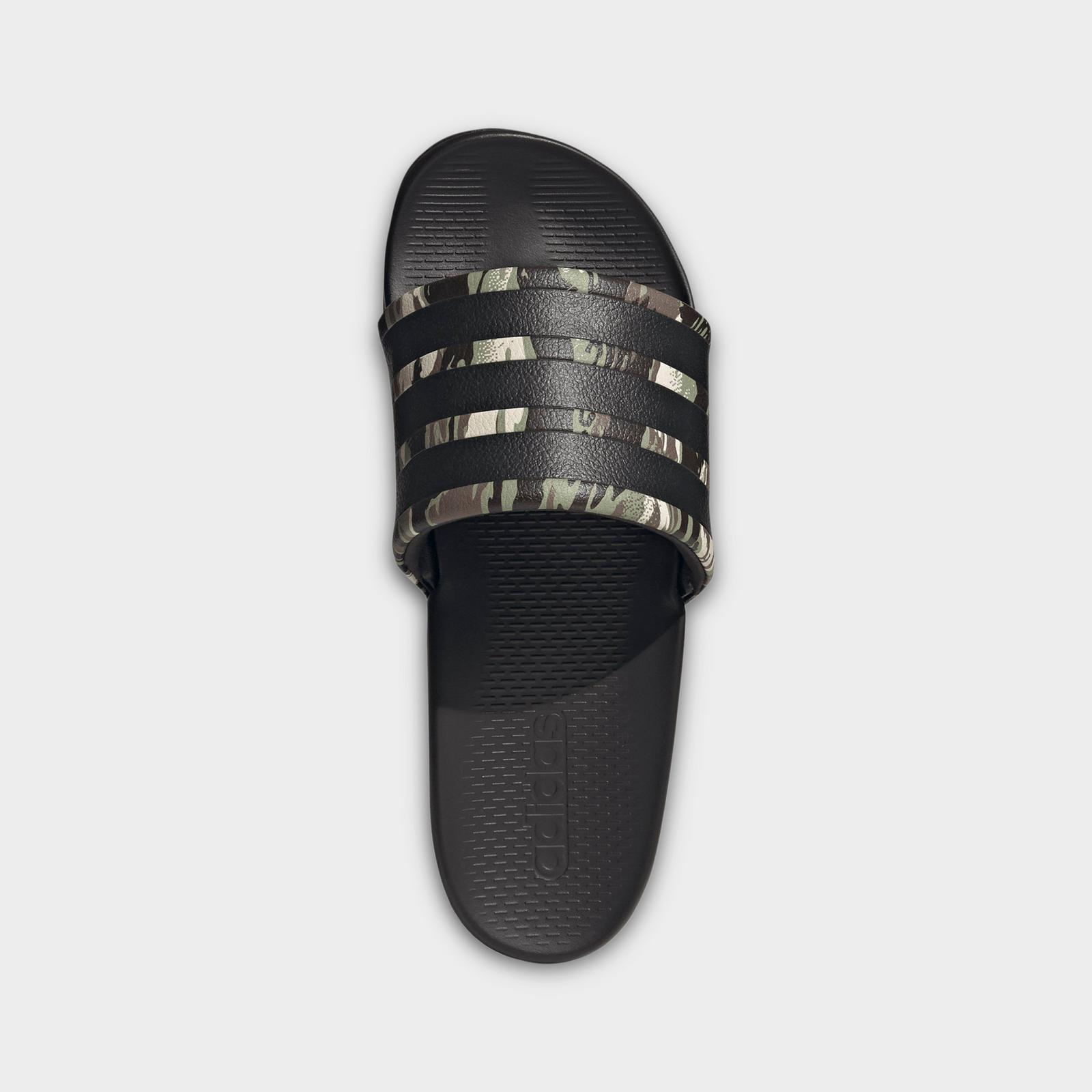 Women's adidas Adilette Comfort 2.0 Slide Sandals - Core Black/Core Black/Aurora Coffee - view 5