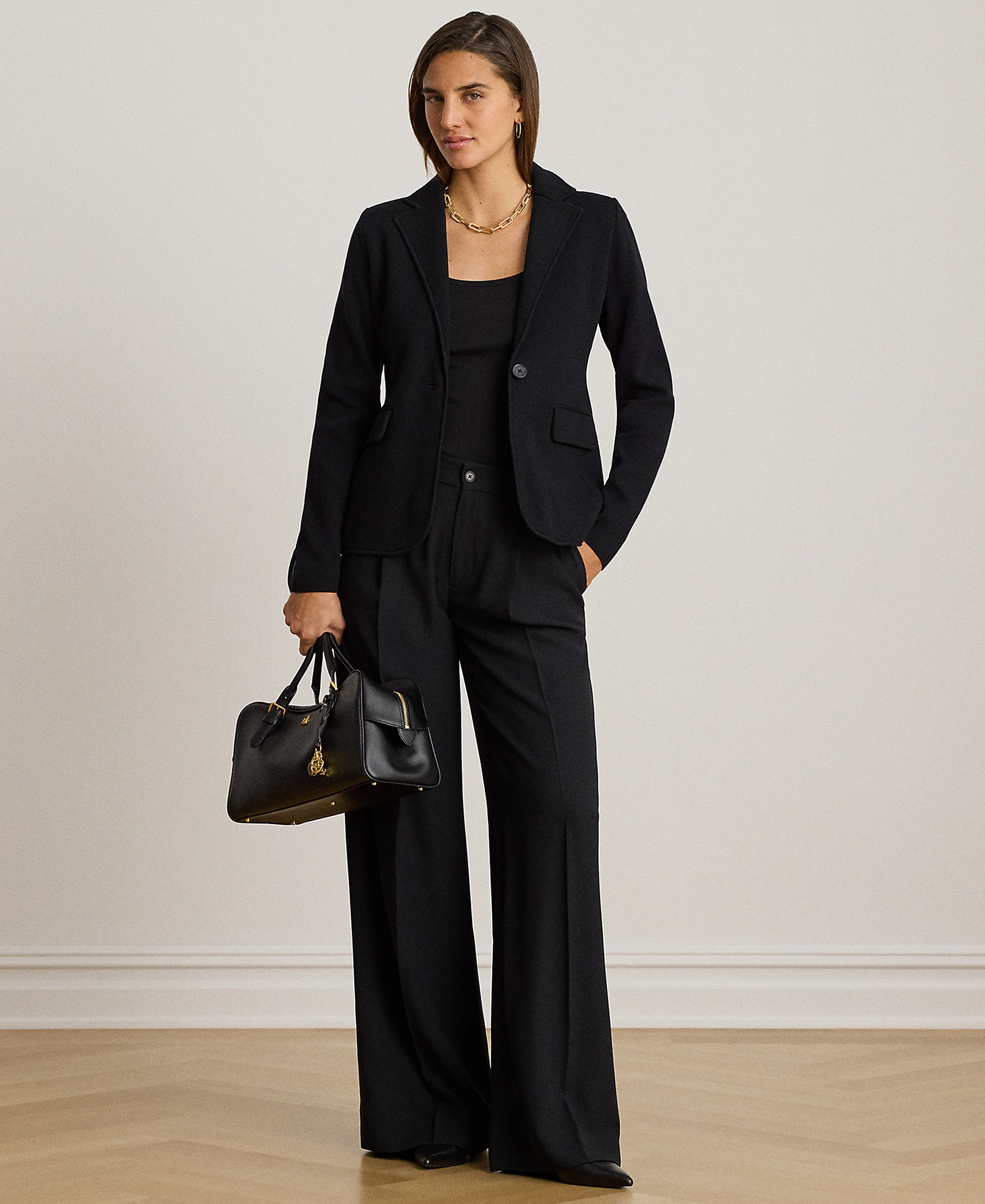 Lauren Ralph Lauren Women's Cotton-Blend Sweater Blazer - Black