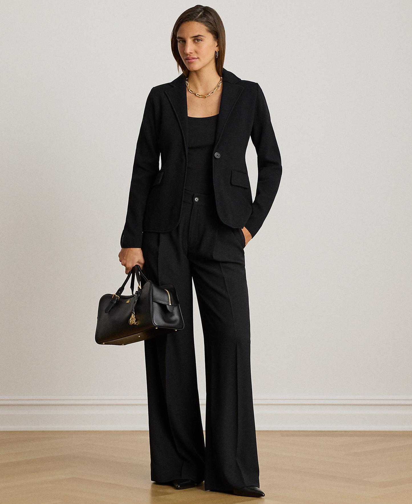 Lauren Ralph Lauren Women's Cotton-Blend Sweater Blazer - Black