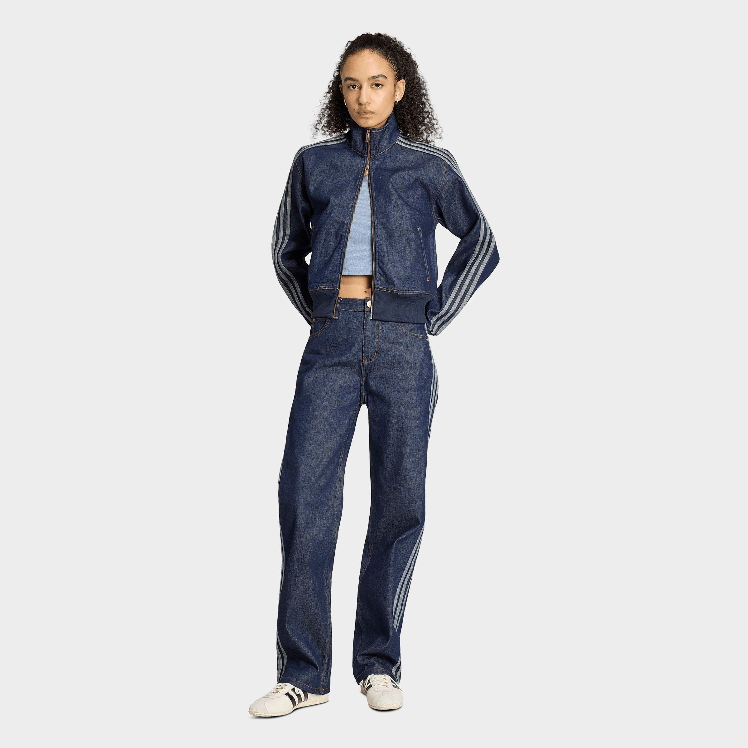 Women's adidas Originals Firebird Denim Mid-Rise Straight Denim Pants - Indigo Denim