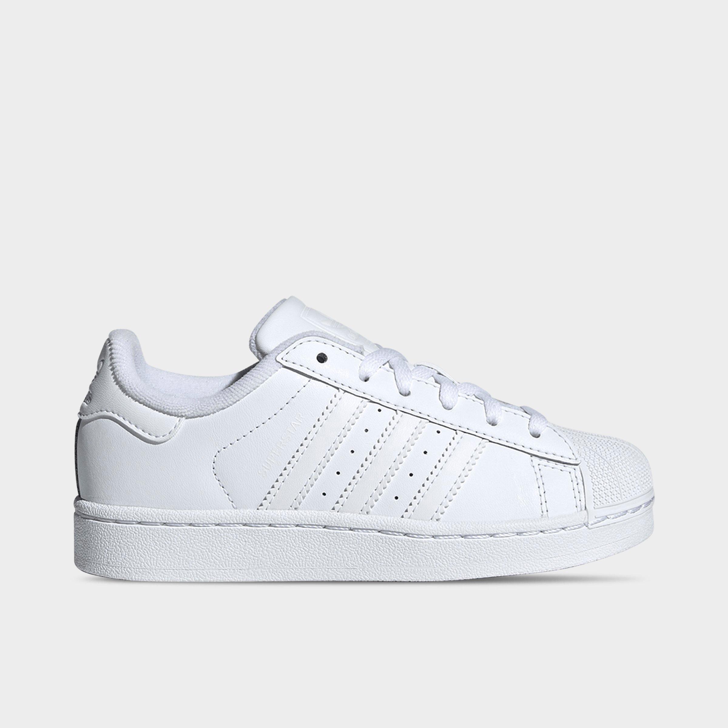 Little Kids' adidas Originals Superstar II Casual Shoes - White/White/White - Left shoe facing left. Outside of the shoe.