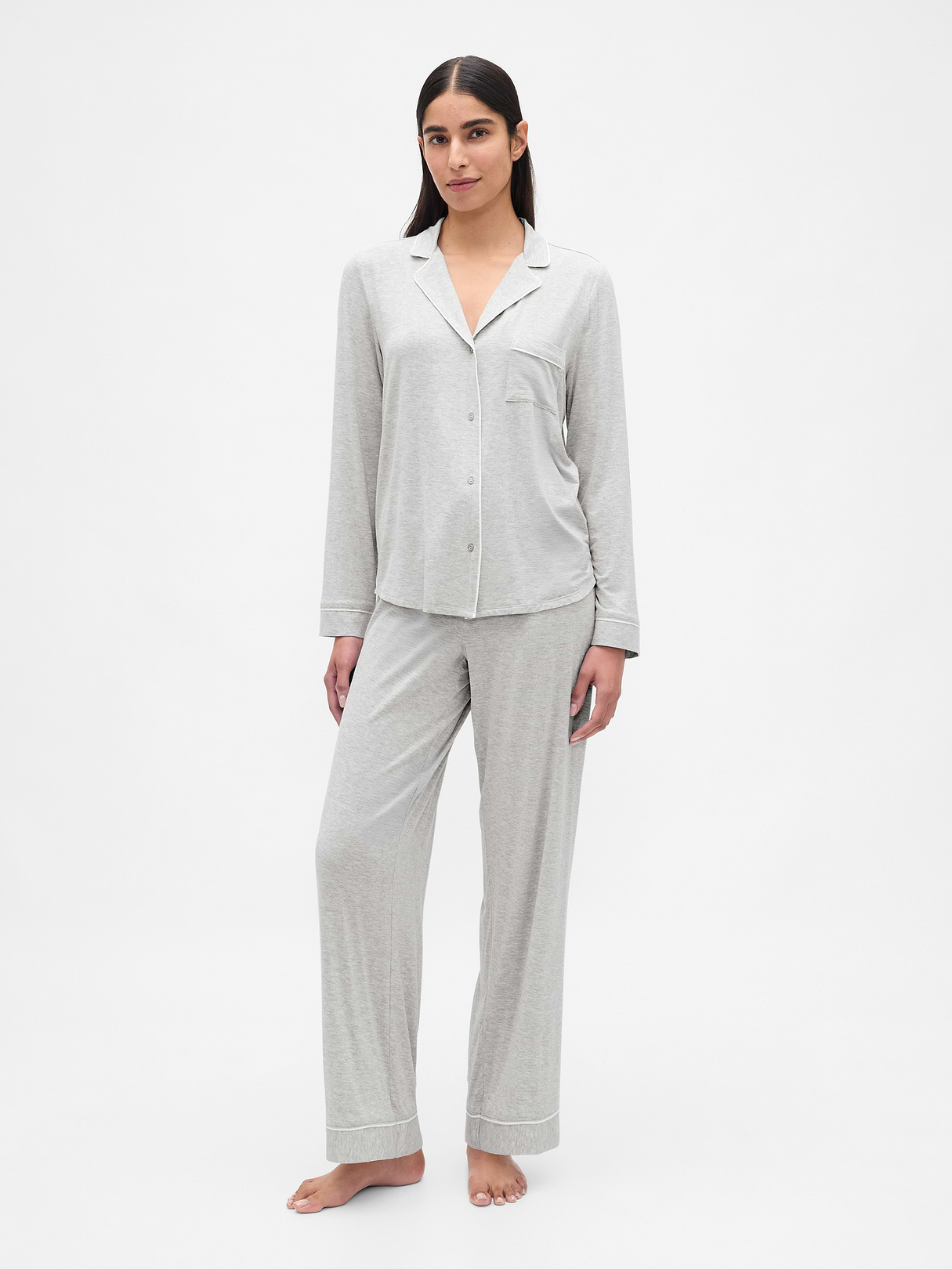 SoftMade Modal PJ Top - Light heather grey
