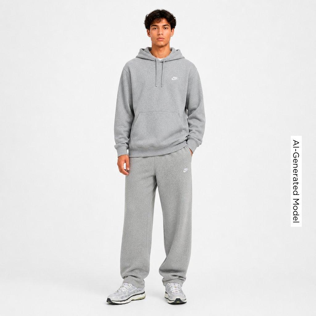 Men's Nithtke Club Fleece Premium Embroidered Pullover Hoodie - Part 1 - Dark Grey Heather/Light Smoke Grey/White