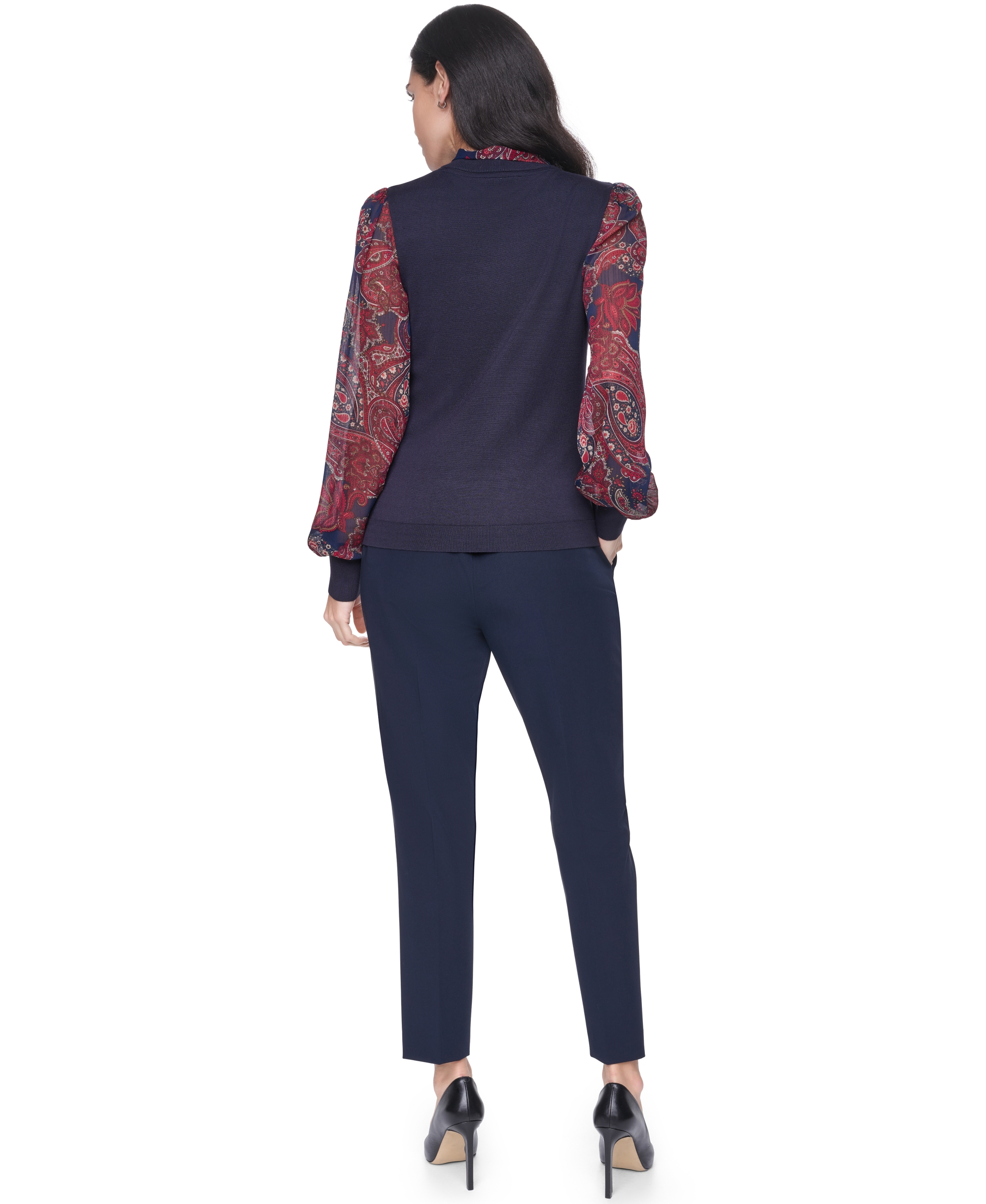 Tommy Hilfiger Women's Paisley V-Neck Sweater - Midnight