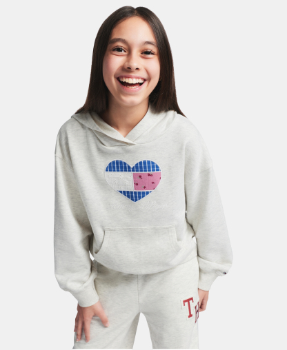 Tommy Hilfiger Girls' 7-16 Long-Sleeve Hoodie - Oat Heather