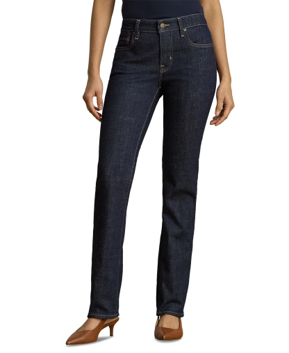 Lauren Ralph Lauren Women's Mid-Rise Slim Straight Jeans - Rinse Wash