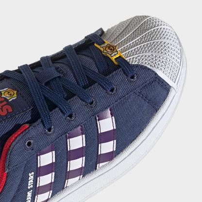 Big Kids' adidas Originals Superstar II Casual Shoes - Dark Blue/Violet/Cloud White - Detail shot
