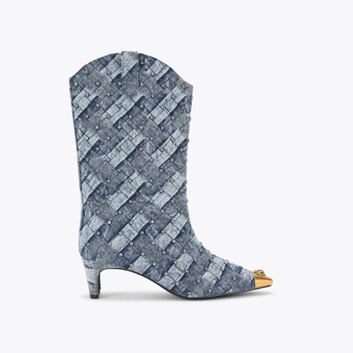 Kurt Geiger London Regent Denim Western Boot - Blue