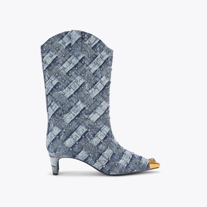 Kurt Geiger London Regent Denim Western Boot - Blue