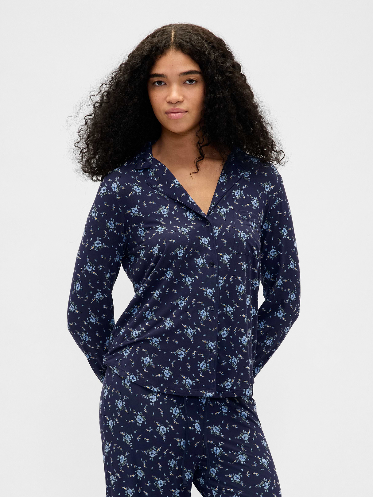 SoftMade Modal PJ Top - Blue floral