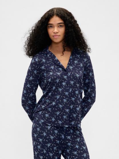 SoftMade Modal PJ Top - Blue floral