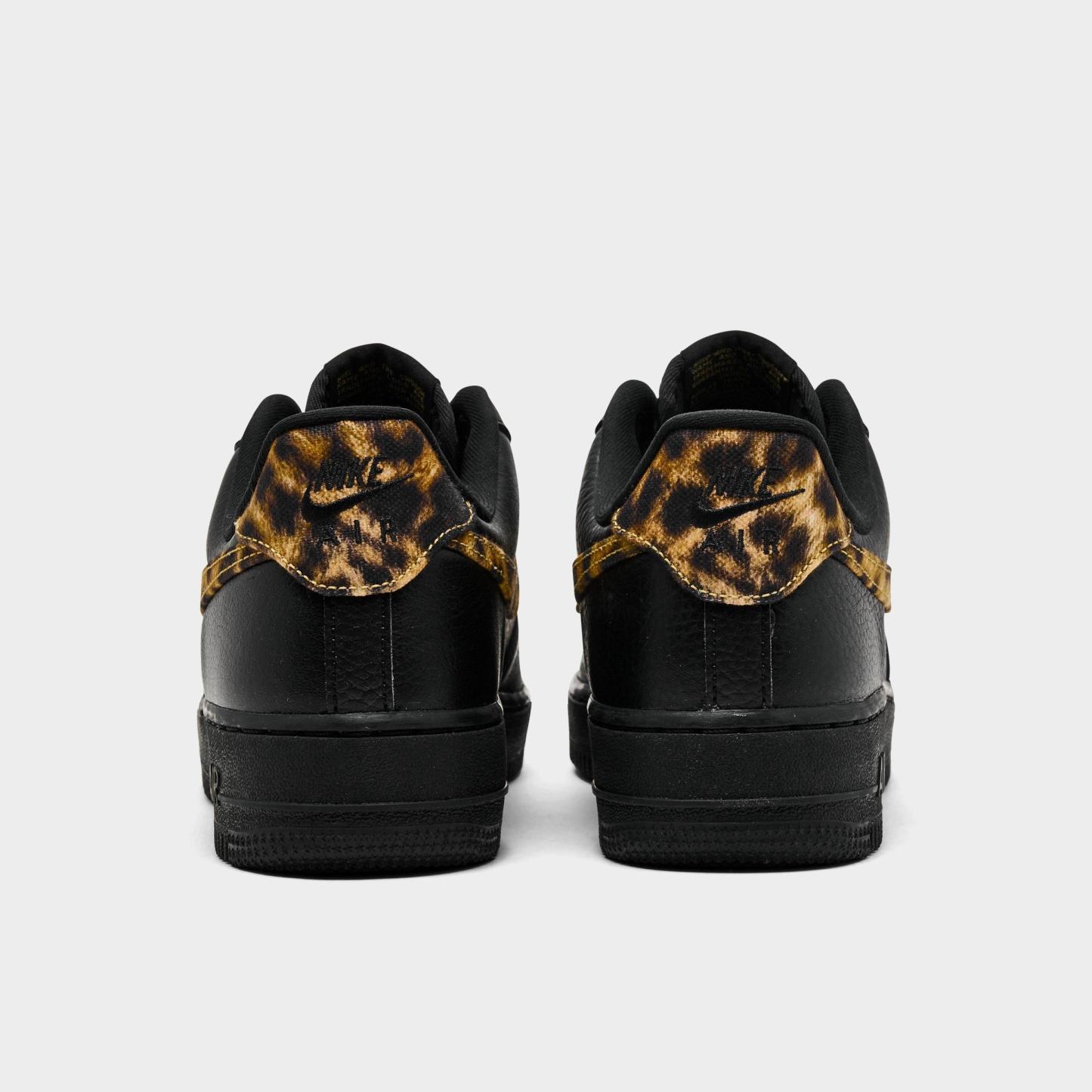 Women's Nithtke Air Force 1 '07 SE Print Casual Shoes - Black/Wheat/Desert Ochre/Multi-Color - Back view