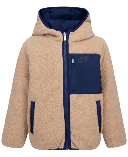 Nike Boys' 4-7 Reversible Faux-Sherpa Hooded Jacket - Navy