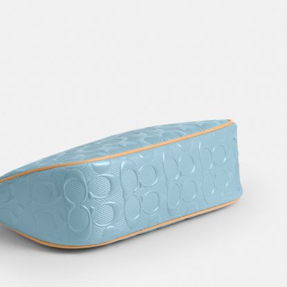 Teri Shoulder Bag In Signature Leather - Gold/Light Blue - view 7