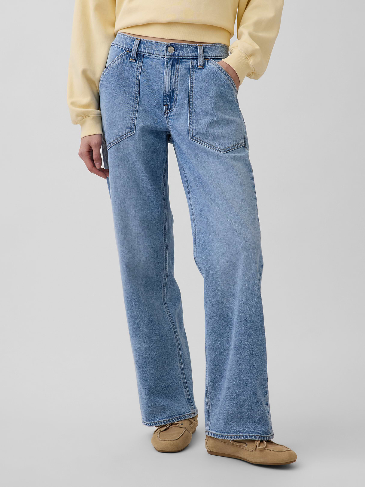 Low Rise '90s Loose Jeans - Medium indigo wash