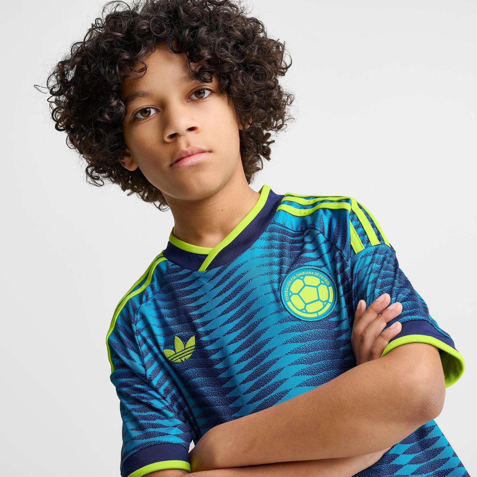 Big Kids' adidas Colombia 26 Away Soccer Jersey - Mystery Petrol/Team Navy Blue - view 5