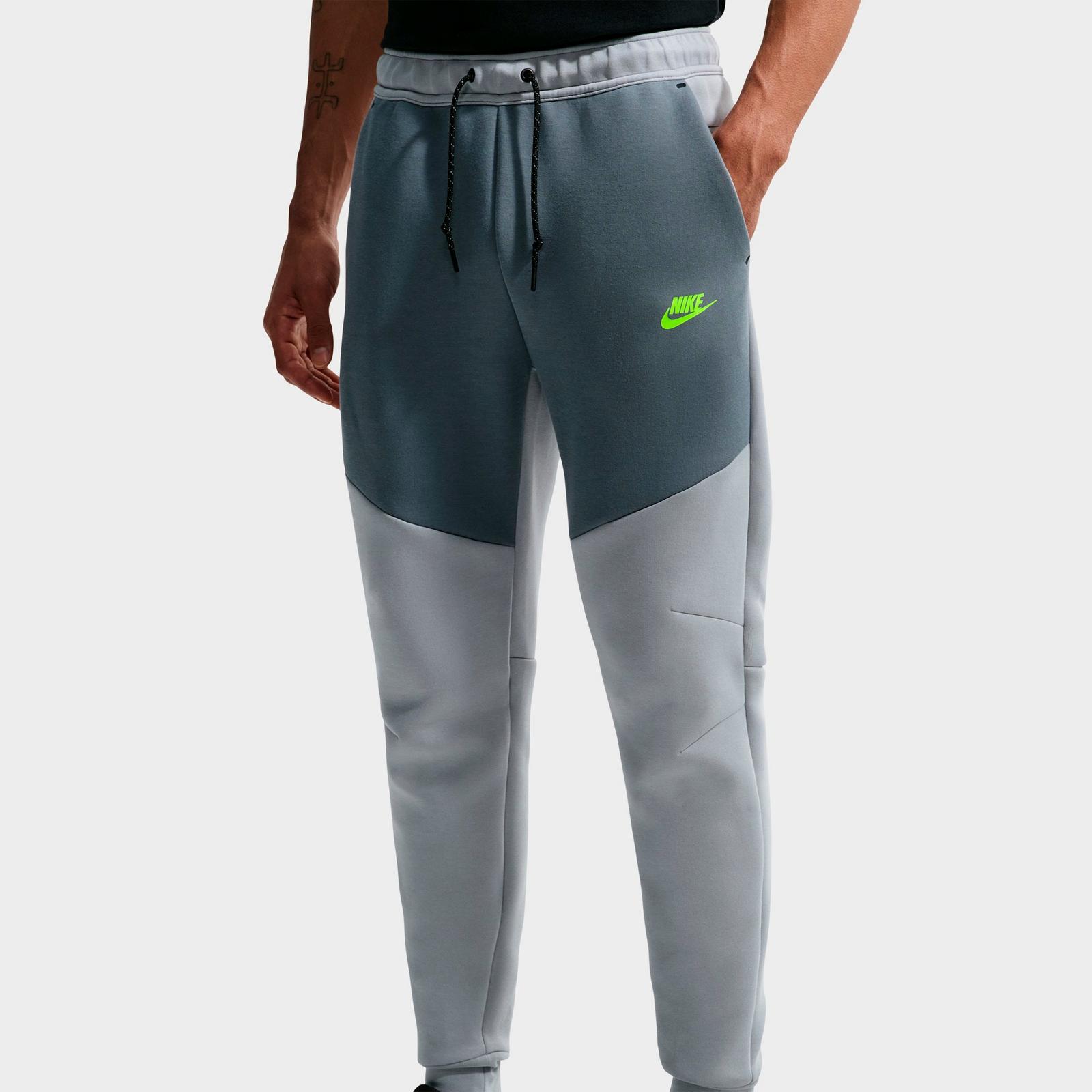 Men's Nike Tech Fleece Jogger Pants - Light Smoke Grey/Cool Grey/Volt