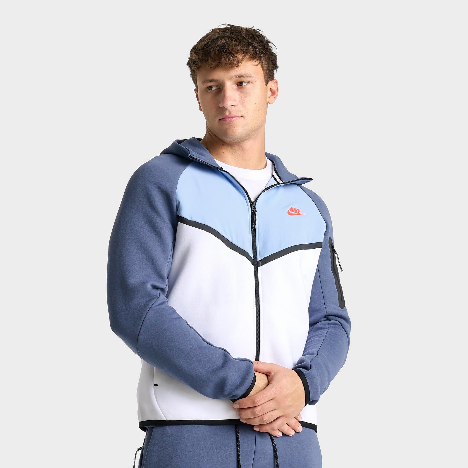 Men's Nike Tech Fleece Windrunner Full-Zip Jacket - White/Psychic Blue/Diffused Blue