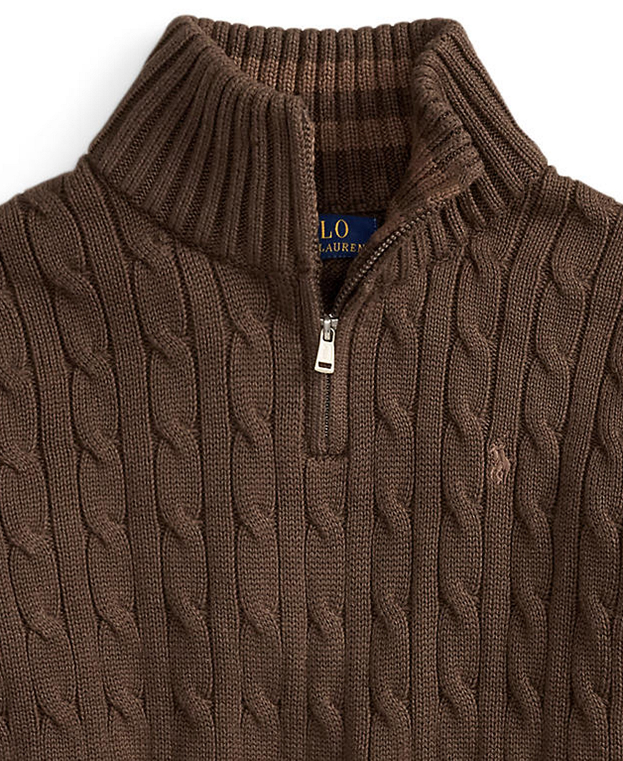 Polo Ralph Lauren Big Boys Cable-Knit Cotton Quarter-Zip Sweater - Nutmeg Brown