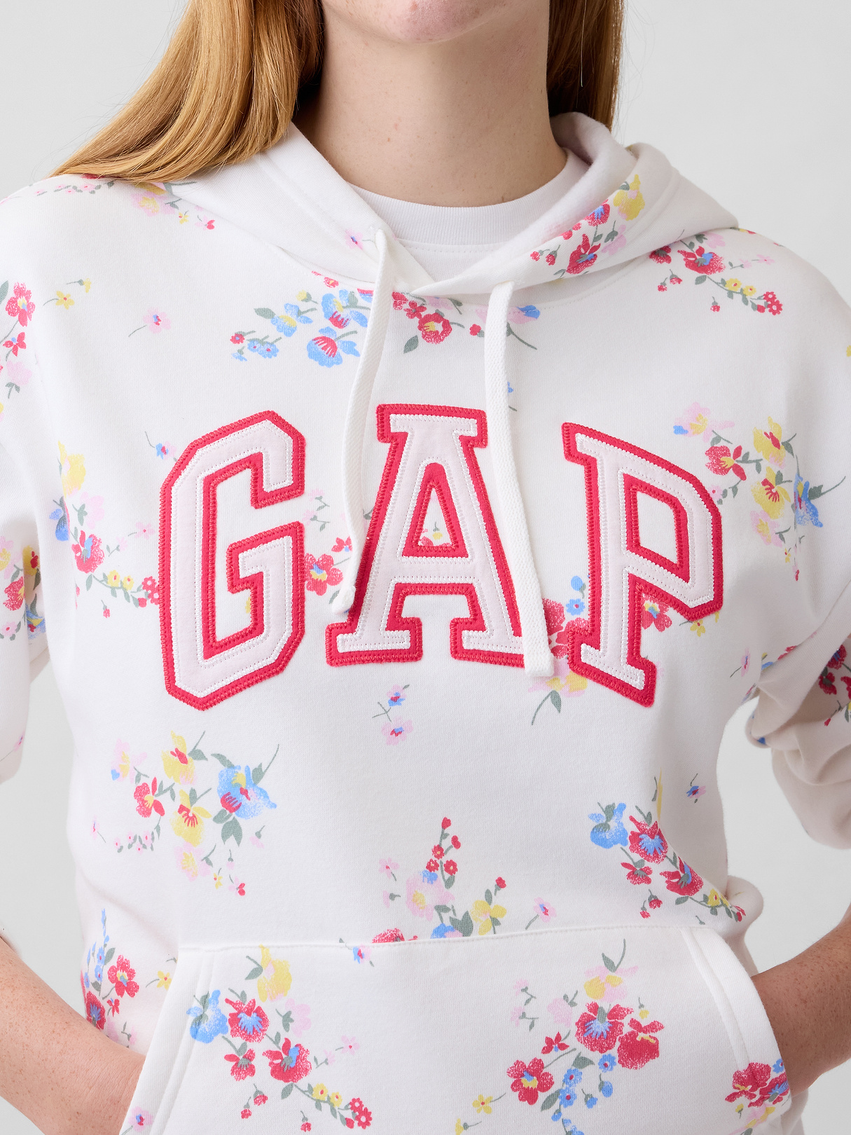 Relaxed Gap Logo Hoodie - White multi floral