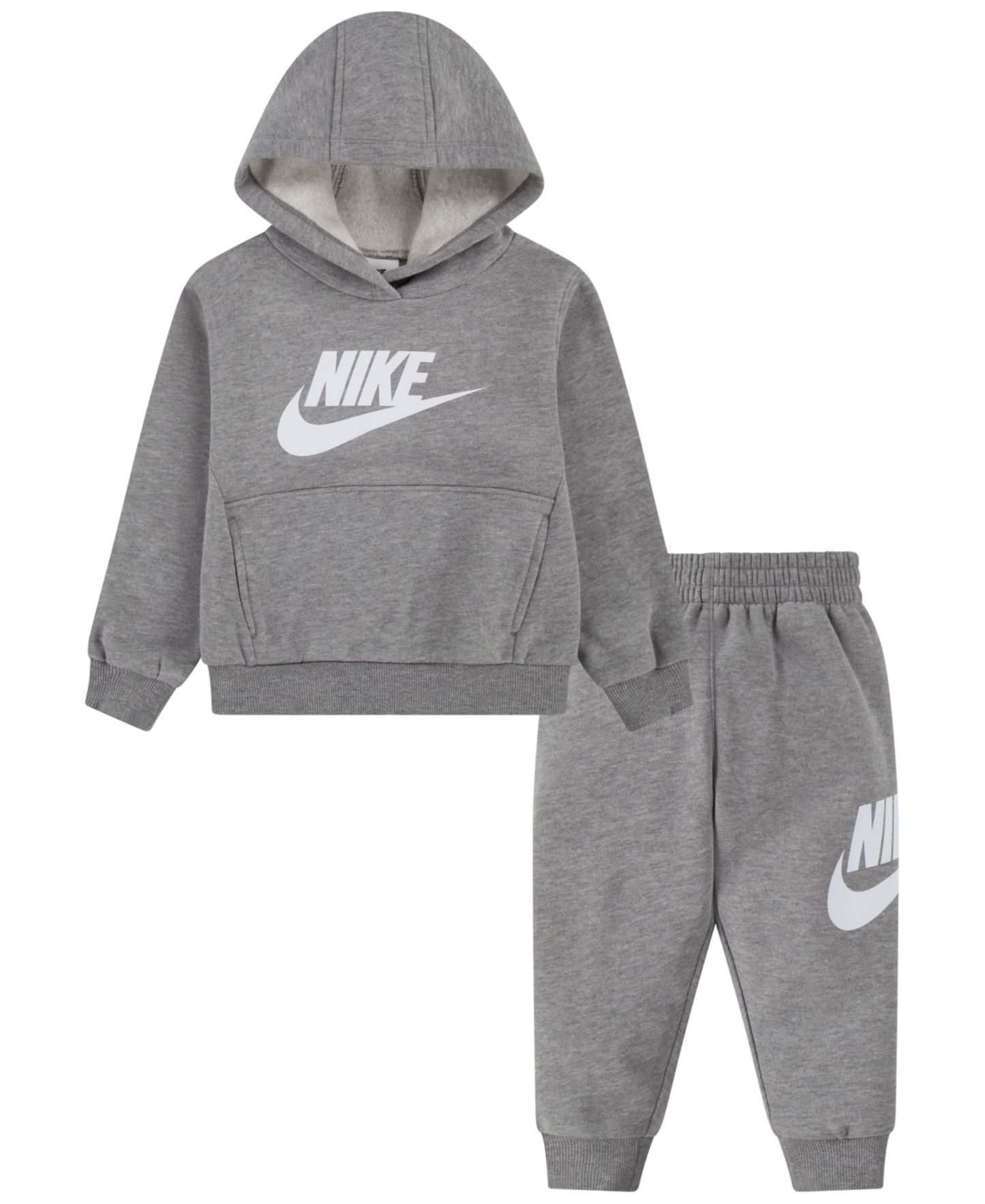Nike Toddler Boys' and Girls' 2T-4T Club Fleece Long-Sleeve Hoodie and Pants, 2-Piece Set - Dark Gray Heather